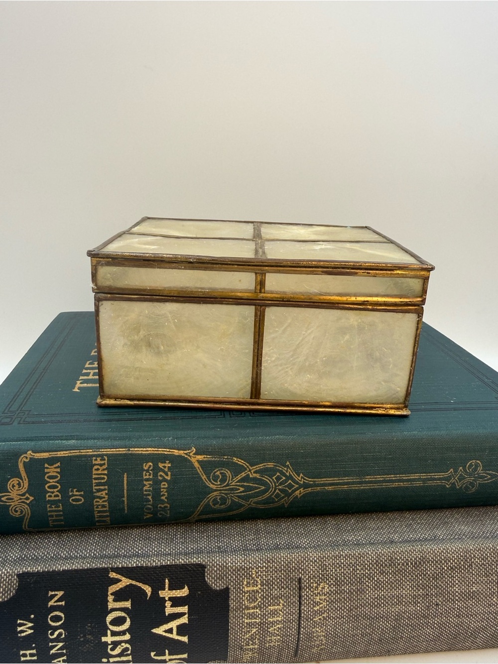 Vintage Mid Century Capiz Shell Hinged Box